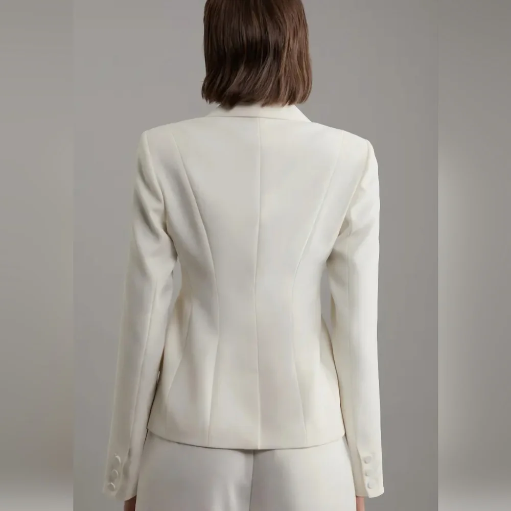 Karen Millen Tailored Crepe Blazer–Ivory Structured SingleBreasted Jacket.10 NWT - Picture 5 of 16